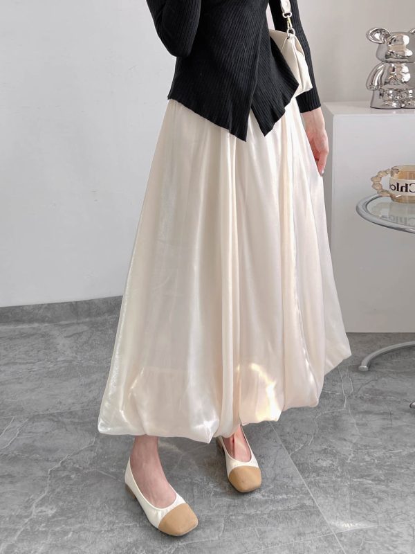 High-Waisted Jellyfish Floral A-Line Skirt - Slim Fit, Glossy Finish, Puff Style, Spring Summer Women's Fashion, Elastic Waist