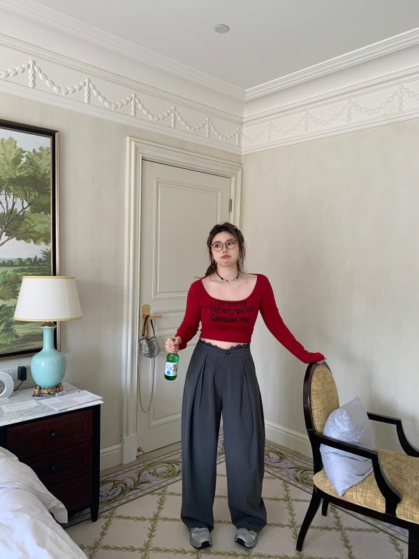 High-Waisted Lace Splicing Wide-Leg Pants - Relaxed Fit Slimming Trousers for Effortless Style