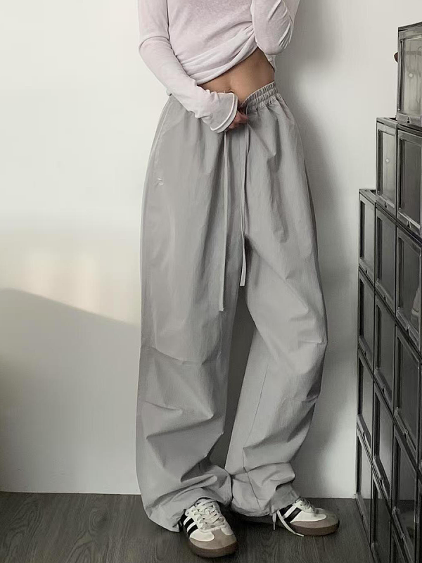 High-Waisted Loose Cargo Pants for Women - American Retro Spicy Girl Parachute Wide-Leg Sports Trousers