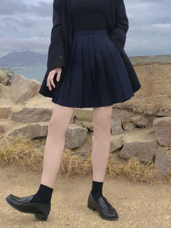 High-Waisted Pleated A-Line Skirt, Flared Design, Adjustable Cotton Midi Skirt for Spring and Summer 2025, Versatile and Slimming Style