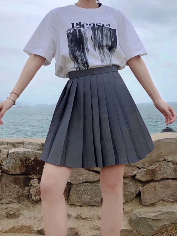 High-Waisted Pleated A-Line Skirt, Flared Design, Adjustable Cotton Midi Skirt for Spring and Summer 2025, Versatile and Slimming Style