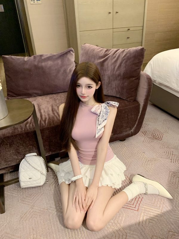 High-Waisted Pleated Short Skirt for Women - Slimming White Cake Skirt, Y2K Internet Celebrity Style
