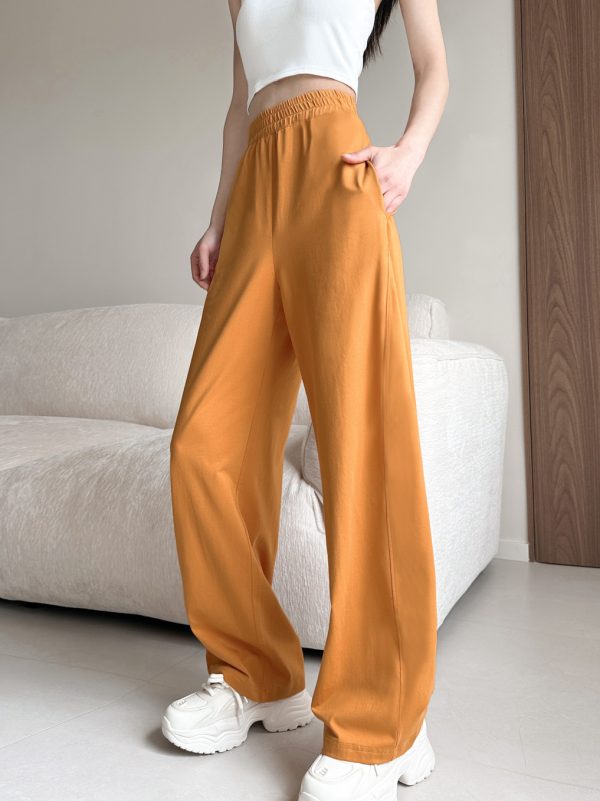 High-Waisted Pure Cotton Banana Pants for Women - Summer Lightweight Breathable Loose-Fitting Long Trousers with Pockets