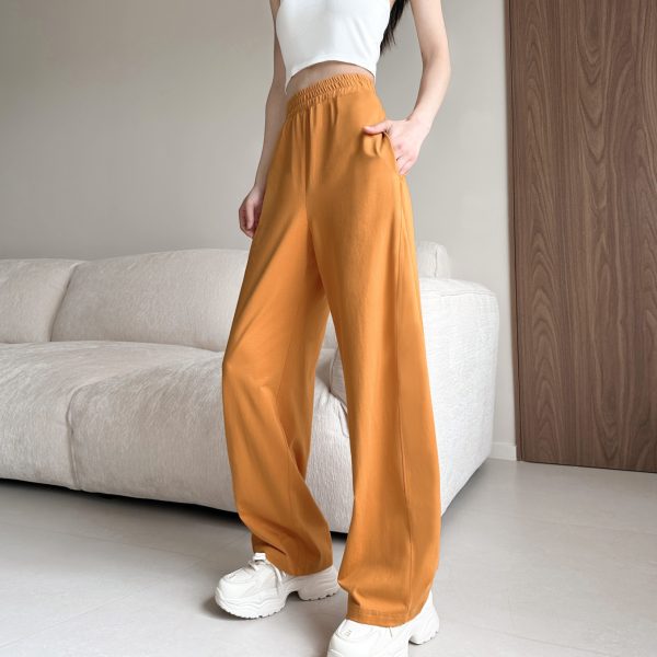 High-Waisted Pure Cotton Banana Pants for Women - Summer Lightweight Breathable Loose-Fitting Long Trousers with Pockets
