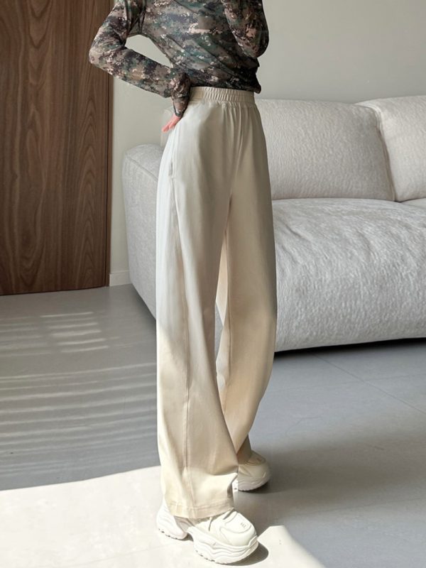 High-Waisted Pure Cotton Banana Pants for Women - Summer Lightweight Breathable Loose-Fitting Long Trousers with Pockets