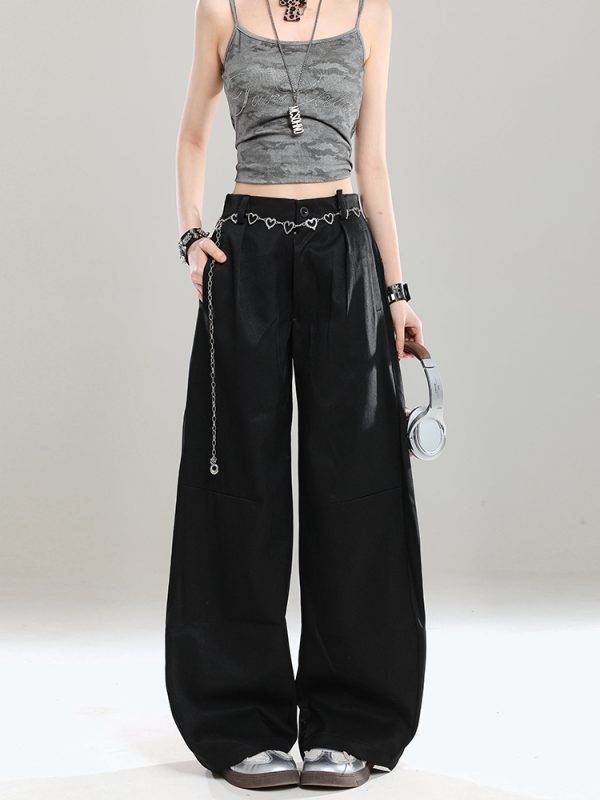High-Waisted Retro Casual Pants for Women - Summer 2025 Ultra-Comfortable Loose Draped Design, Trendy American-Style Fashion