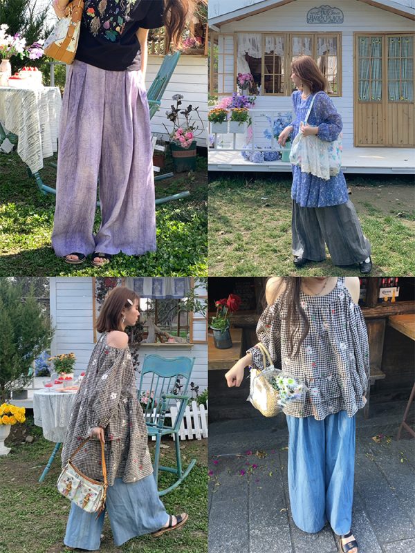 High-Waisted Retro Tie-Dye Casual Pants for Women - Vintage Inspired Loose Wide-Leg Spring Fashion