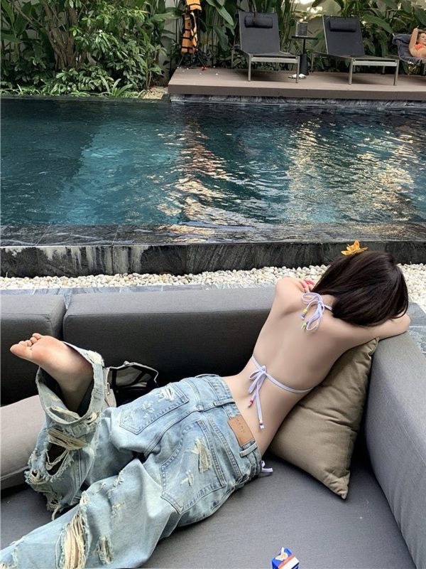High-Waisted Ripped Jeans for Women - Summer Slim Fit Wide-Leg Pants - Trendy 90s Style Hot Girl Fashion