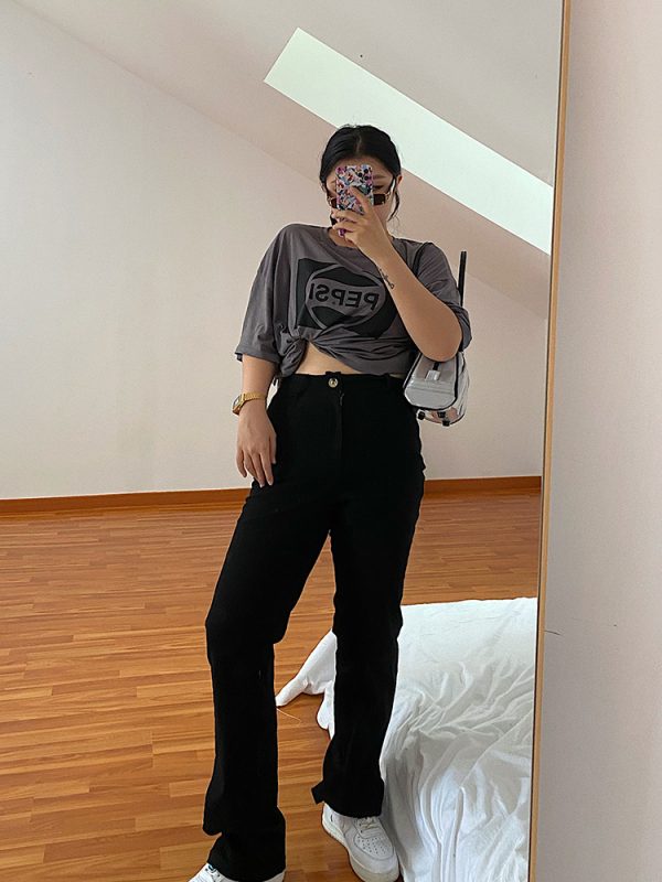 High-Waisted Straight Leg Pants for Women - Black Casual Slim Fit Jeans - Versatile Autumn 2024 Fashion Trend