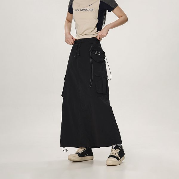 High-Waisted Vintage-Inspired Quick-Dry Work Skirt for Women - Casual Cool Slim Long Skirt, Perfect for American Style Outfits