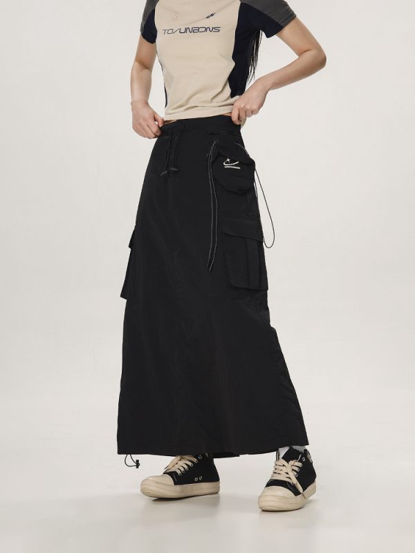 High-Waisted Vintage-Inspired Quick-Dry Work Skirt for Women - Casual Cool Slim Long Skirt, Perfect for American Style Outfits