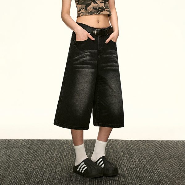 High-Waisted Vintage Washed Denim Pants for Women - Summer Spicy Girl Slim Loose Straight Wide-Leg Trousers