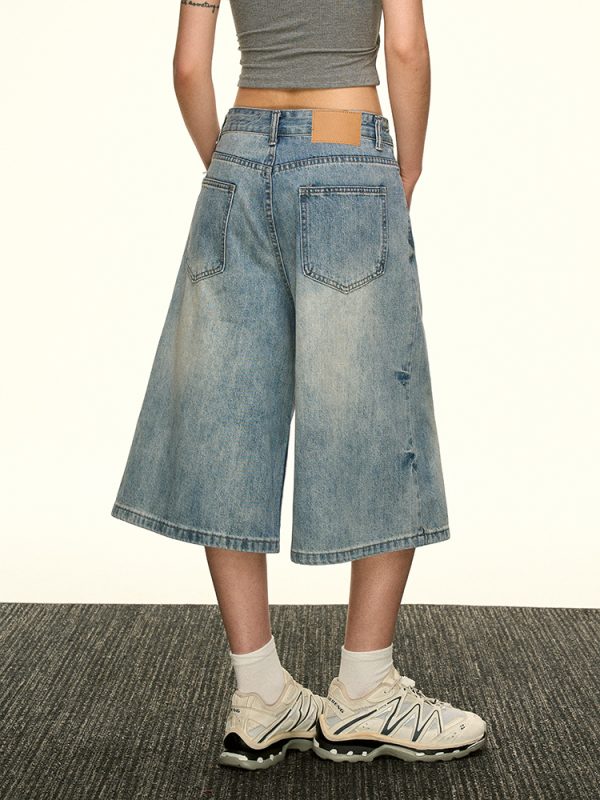 High-Waisted Vintage Washed Denim Pants for Women - Summer Spicy Girl Slim Loose Straight Wide-Leg Trousers