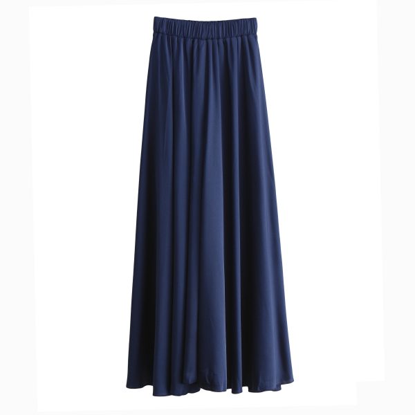 High-Waisted Wide-Leg Satin Casual Pants for Women - Elastic Waist, Vacation Chiffon Beach Style Trousers, Perfect for Summer Outfits