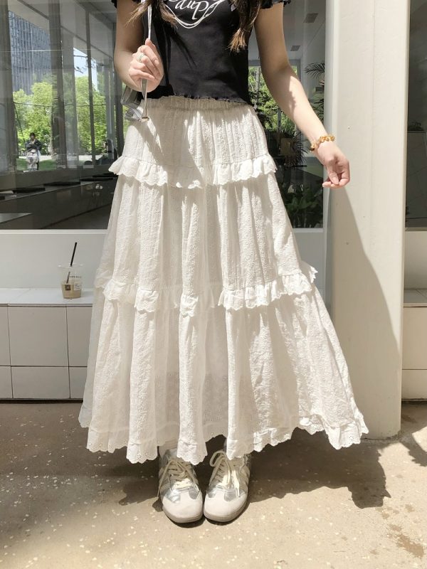 Hollow Lace Long Skirt - Elegant Cake Skirt for Women, Perfect for 90s Style and Special Occasions, Limited Time Discount