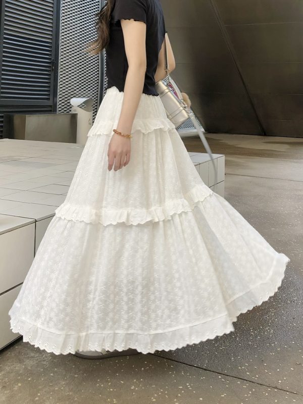 Hollow Lace Long Skirt - Elegant Cake Skirt for Women, Perfect for 90s Style and Special Occasions, Limited Time Discount