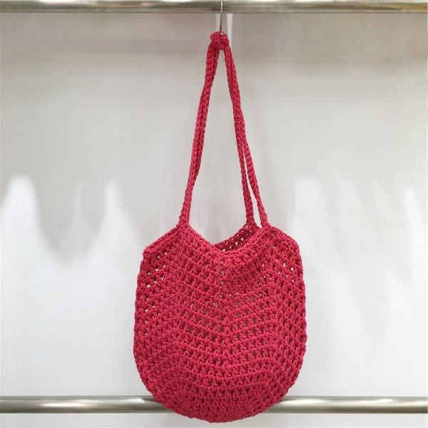 Hollow Mesh Hand-Crocheted Tote Bag â€“ Fashionable Summer Fishing Net Shoulder Bag for Women