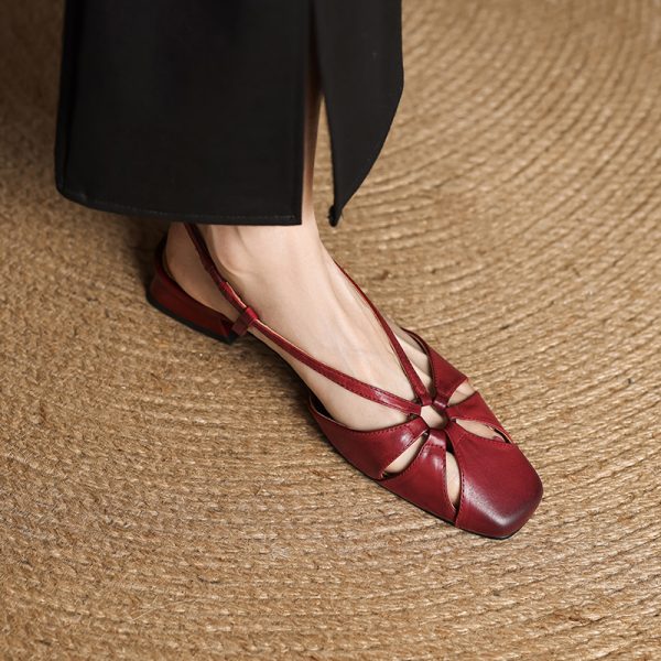 Hollow Slim Genuine Leather Open-Toe Sandals for Women - Sweet Artistic Fashion, Spring/Summer 2023, Trendy Y2K Style