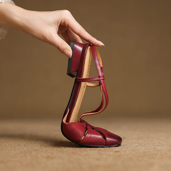 Hollow Slim Genuine Leather Open-Toe Sandals for Women - Sweet Artistic Fashion, Spring/Summer 2023, Trendy Y2K Style