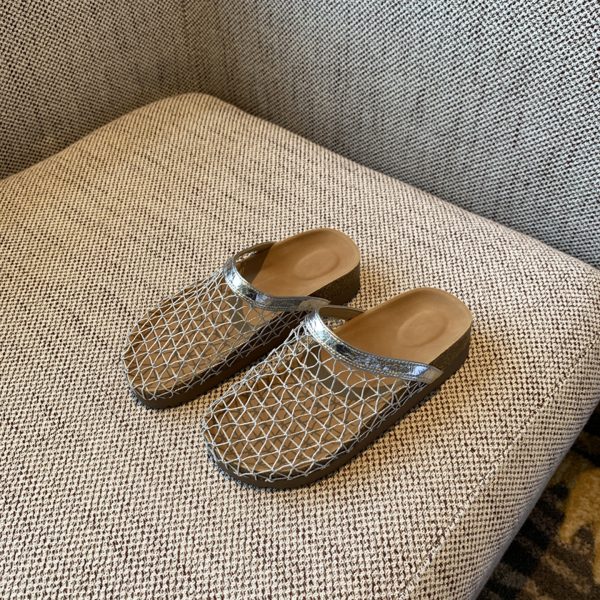 Hollow Thick-Soled Slip-On Sandals for Women - Fishing Net Bag Head, Summer 2025 Outdoor Style
