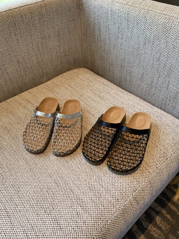 Hollow Thick-Soled Slip-On Sandals for Women - Fishing Net Bag Head, Summer 2025 Outdoor Style