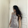 Ink Splash Studded Gray Vest with Flared Pants Set - Trendy Y2K Style Outfit for a Chic Look