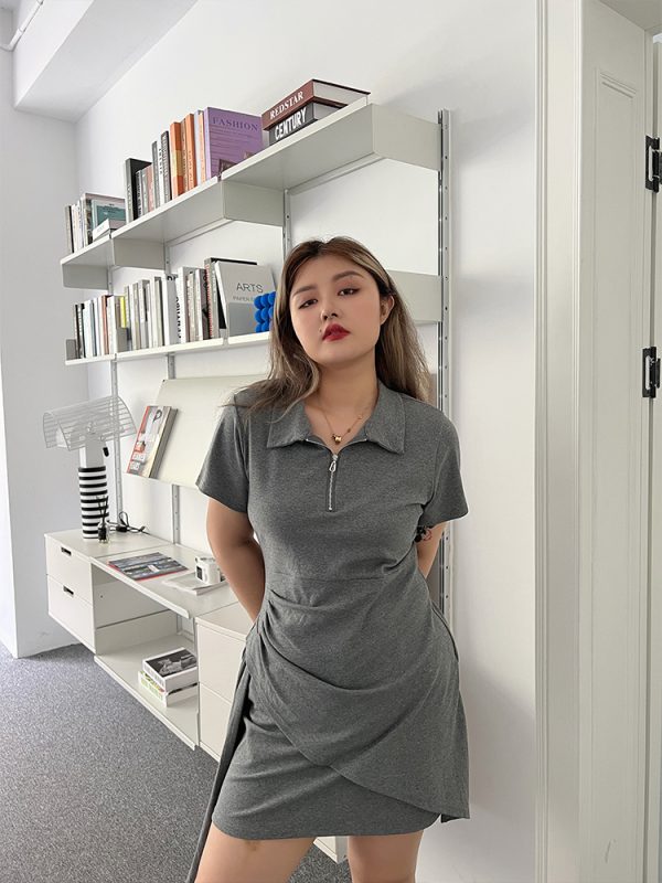 Irregular Design Little Black Dress with Polo Collar - Versatile Slim Fit for Women, Pure Desire Style, Trendy Niche Fashion