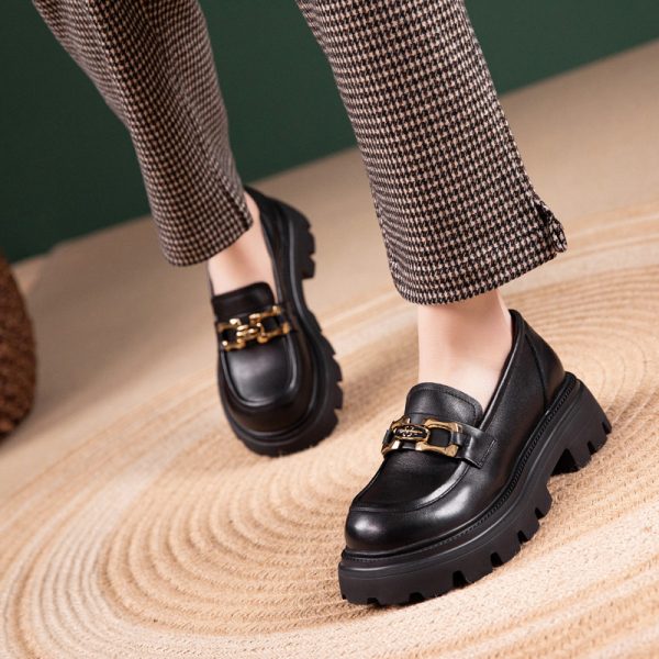 Italian Cowhide Soft-Soled Retro Leisure Shoes for Women - Comfortable Non-Tiring Design, Perfect for Everyday Style