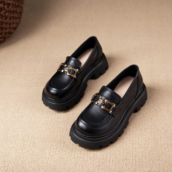 Italian Cowhide Soft-Soled Retro Leisure Shoes for Women - Comfortable Non-Tiring Design, Perfect for Everyday Style