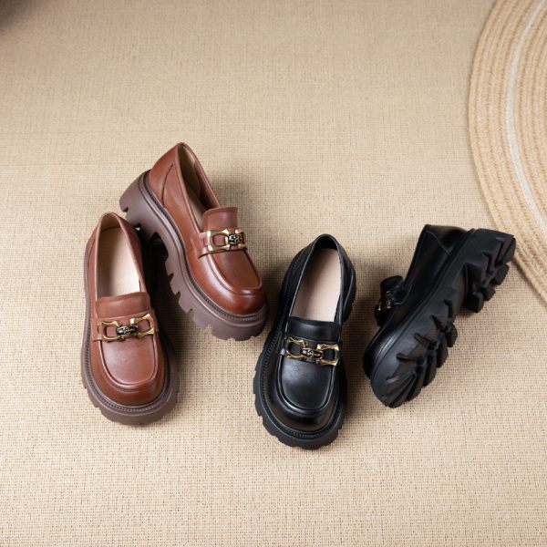 Italian Cowhide Soft-Soled Retro Leisure Shoes for Women - Comfortable Non-Tiring Design, Perfect for Everyday Style