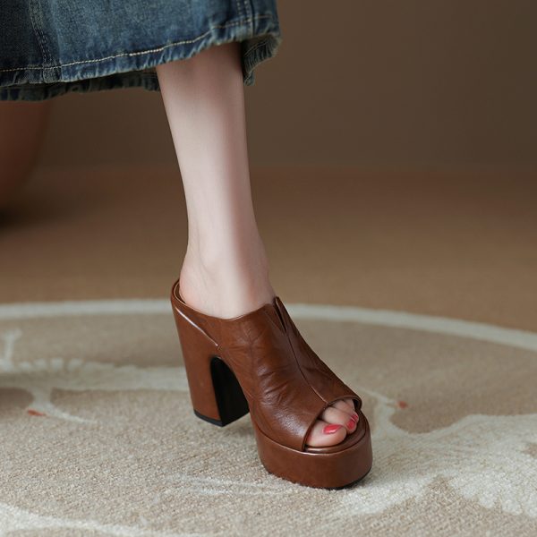 Italian-Style 12.5 cm Soft-Soled Non-Fatigue Sandals in Premium Hand-Grabbed Cowhide - Comfortable Summer Footwear