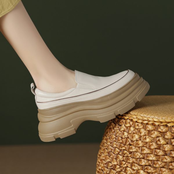 Italian-Style 8cm Soft Sole Genuine Leather Casual Thick-Soled Shoes for Ultimate Comfort