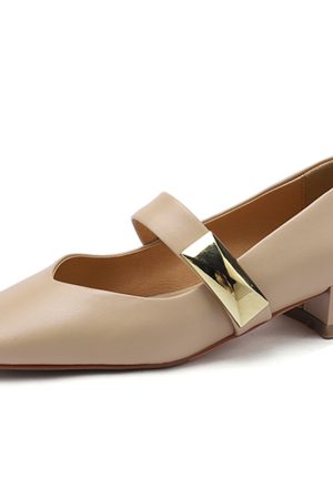 Italian-Style Genuine Leather Square Toe Flats for Women - Comfortable 3 cm Mid-Heel Soft Sole Shoes, Versatile Fashion Footwear