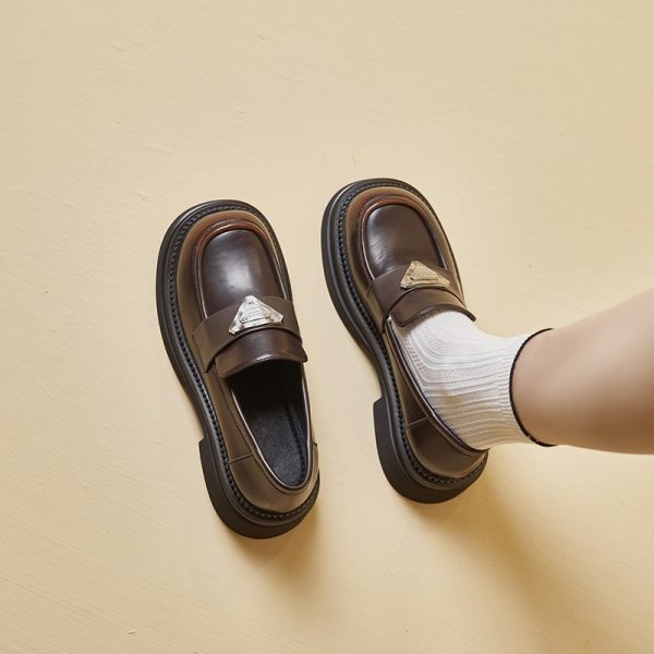 Italian-Style Soft-Soled 4.5 cm Thick-Soled Genuine Leather Loafers for Women - Non-Fatiguing Comfort 2024