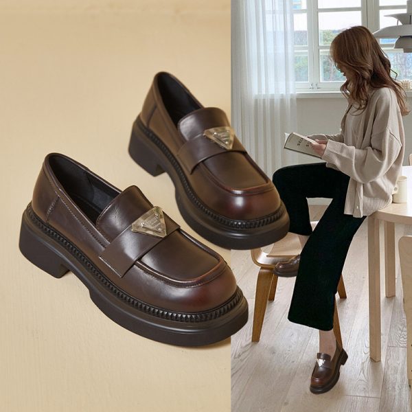 Italian-Style Soft-Soled 4.5 cm Thick-Soled Genuine Leather Loafers for Women - Non-Fatiguing Comfort 2024