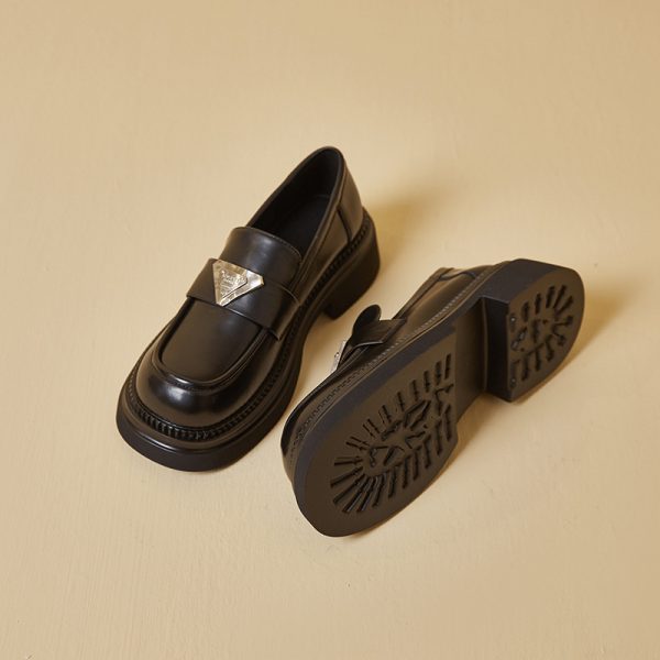 Italian-Style Soft-Soled 4.5 cm Thick-Soled Genuine Leather Loafers for Women - Non-Fatiguing Comfort 2024
