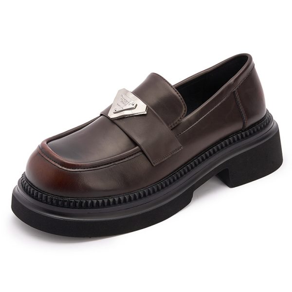 Italian-Style Soft-Soled 4.5 cm Thick-Soled Genuine Leather Loafers for Women - Non-Fatiguing Comfort 2024
