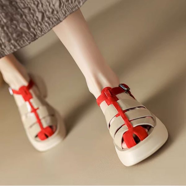 Italian-Style Soft-Soled Closed Toe Genuine Leather Shoes for Women - 5.5 cm Thick-Soled Non-Fatiguing Pig Cage Design