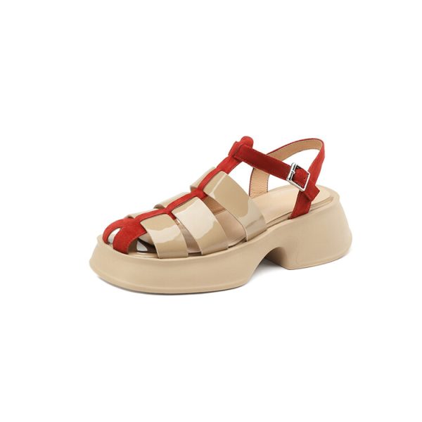 Italian-Style Soft-Soled Closed Toe Genuine Leather Shoes for Women - 5.5 cm Thick-Soled Non-Fatiguing Pig Cage Design