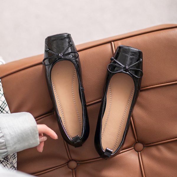 Italian-Style Soft-Soled Shoes with French Bow and Square Toe - Comfortable 2 cm Heels for Effortless All-Day Wear