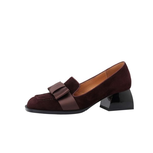 Italian-Style Suede High-Heeled Loafers for Women - Vintage French Design, Soft Sole, Comfortable Footwear