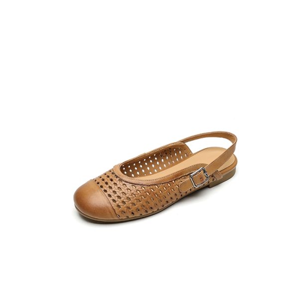 Italian Woven Hollow-Out Open-Toe Sandals for Women - Exquisite Genuine Leather Flats Perfect for Summer and Skirts