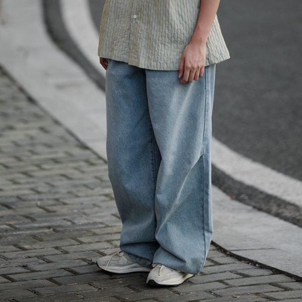 Japanese Gradient Retro Loose Straight-Leg Jeans for Men - Trendy Versatile Long Pants for Y2K and 90s Style