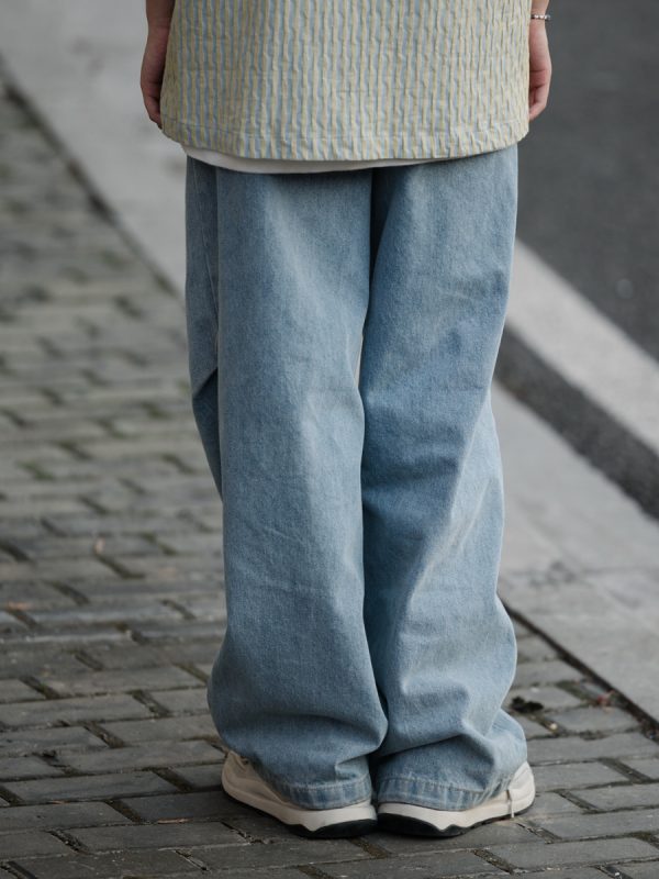 Japanese Gradient Retro Loose Straight-Leg Jeans for Men - Trendy Versatile Long Pants for Y2K and 90s Style
