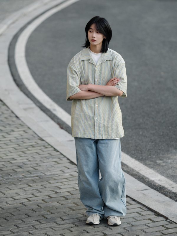 Japanese Gradient Retro Loose Straight-Leg Jeans for Men - Trendy Versatile Long Pants for Y2K and 90s Style