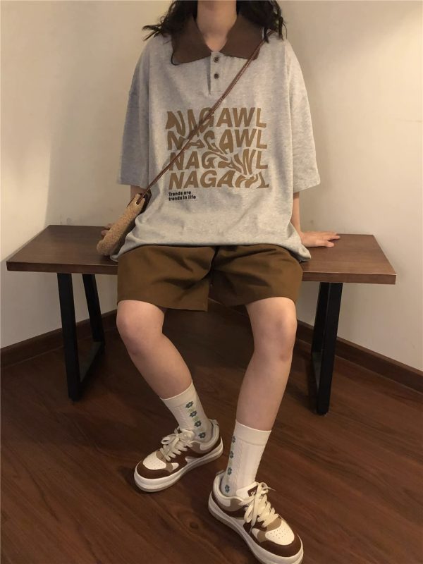 Japanese Retro Coffee Color Work Shorts for Men & Women - Summer Loose Casual Straight Wide-Leg Five-Point Pants