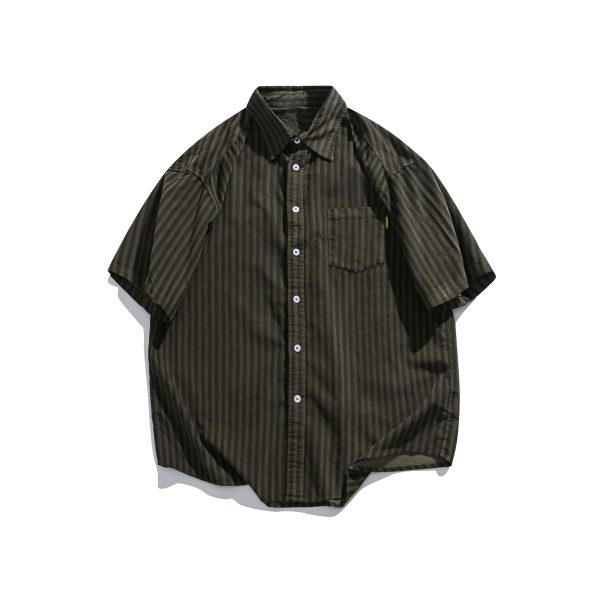 Japanese Retro Harajuku Striped Short Sleeve Shirt for Men and Women - Loose Boyfriend Style Summer Fashion Top