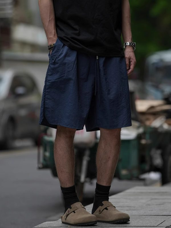 Japanese Retro Lightweight Quick-Dry Sports Shorts for Men and Women, Breathable Loose Casual Beach Five-Point Pants