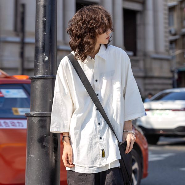 Japanese Retro Loose-Fitting Short-Sleeve Shirt for Men - Summer Trendy Fashion, Hong Kong Style, 90s Inspired Casual Wear