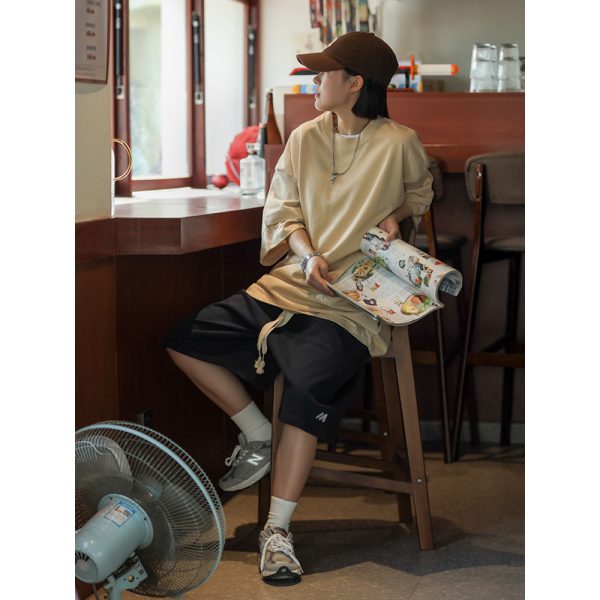 Japanese Retro Loose Five-Point Shorts for Men and Women - Casual Hong Kong Style Summer Shorts